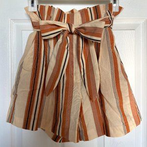 H&M High-Waisted Striped Shorts (Orange, Cream, Black)